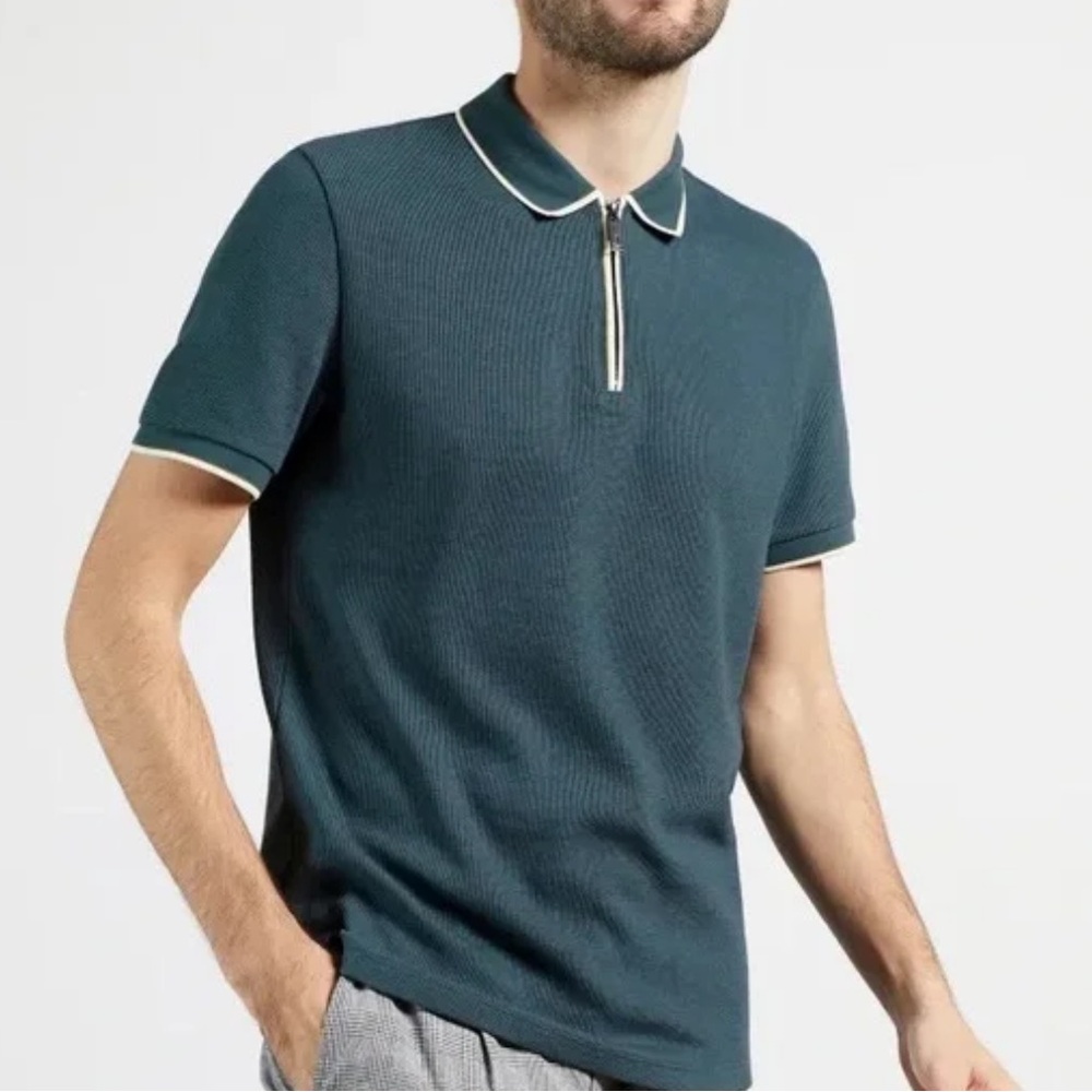 Ted Baker Knit Zip Polo Size 3 Teal